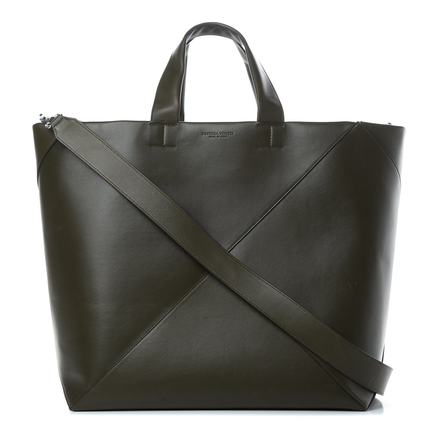 Butter Calfskin Patchwork Tote Army Green