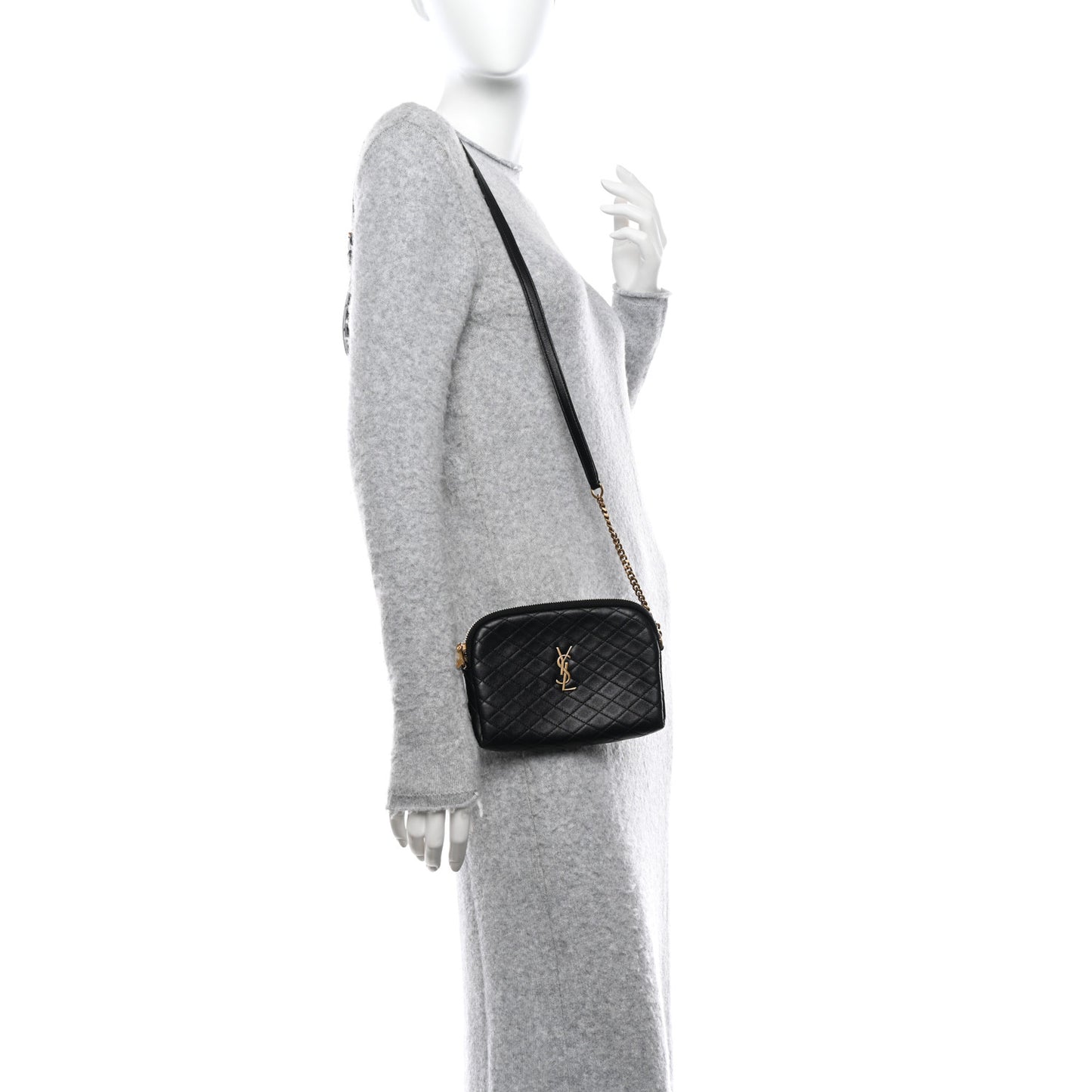 Lambskin Quilted Gaby Zipped Pouch Black