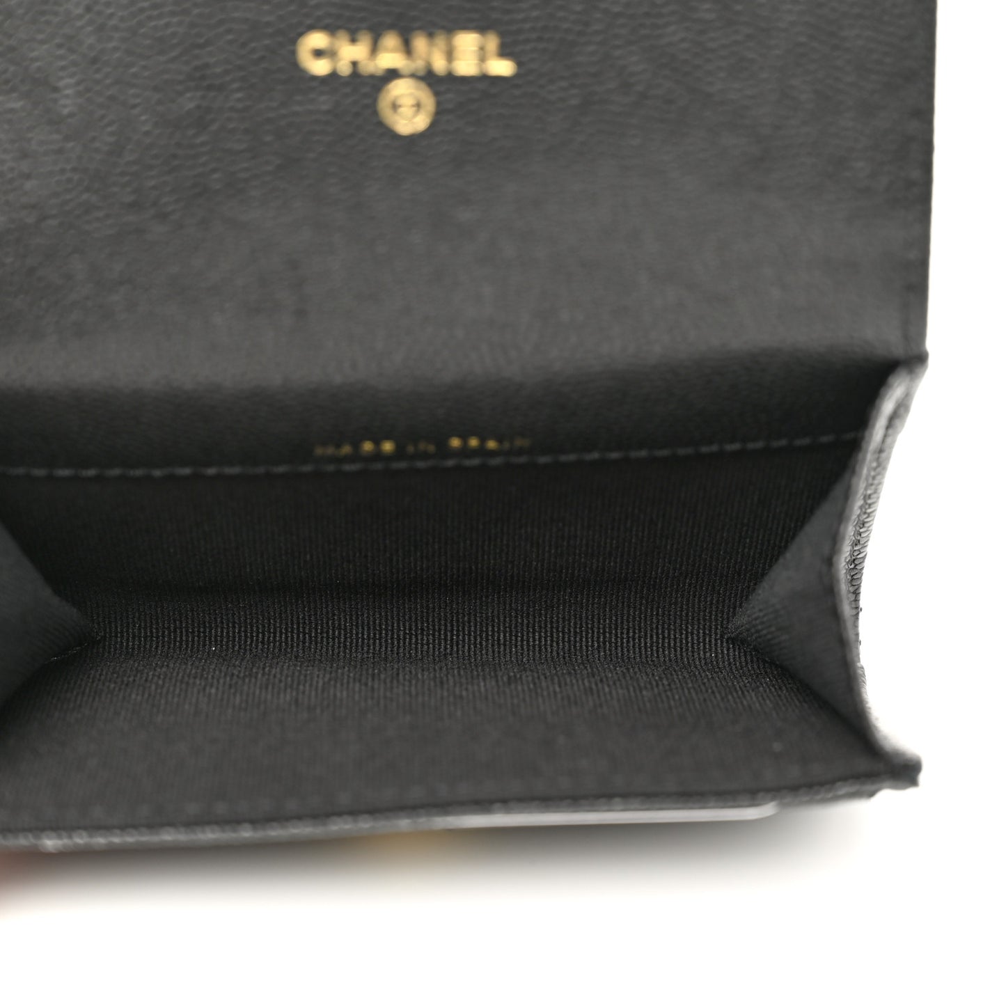 Caviar Quilted Enamel Coco Casino Flap Card Holder Wallet Black