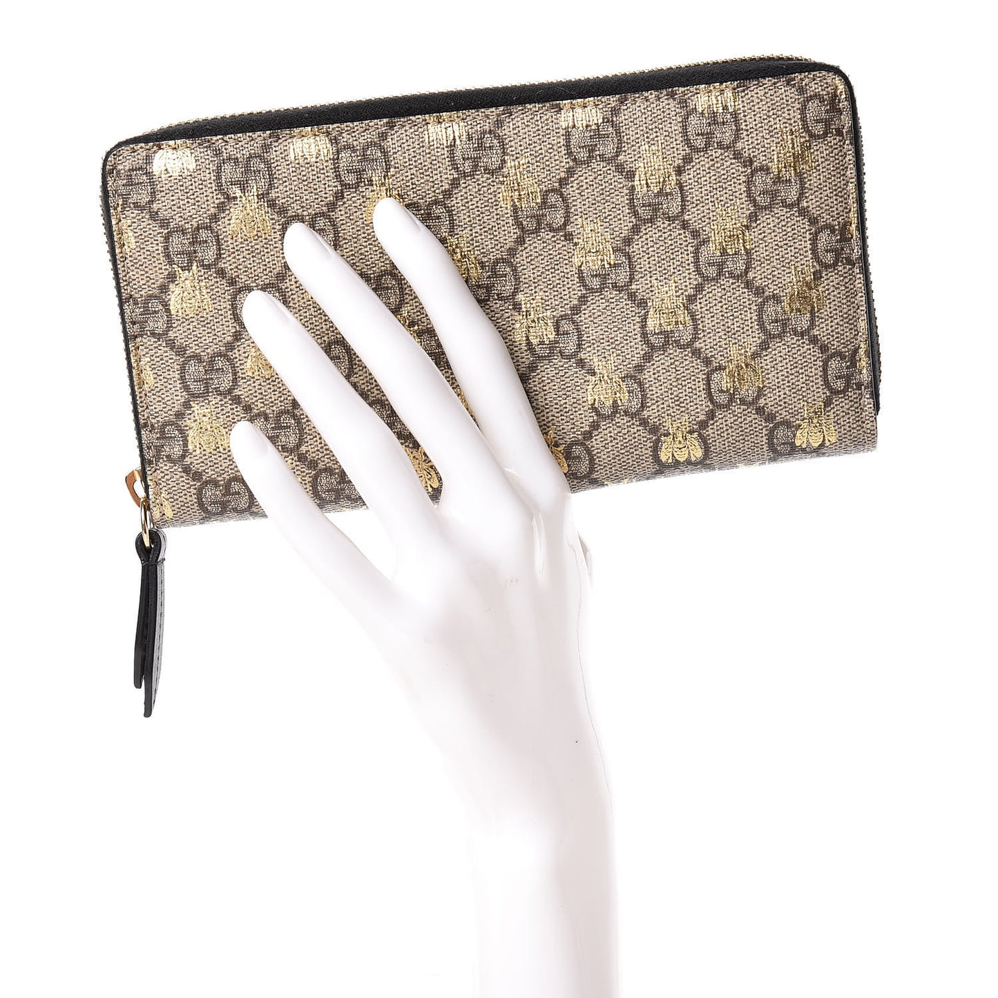GG Supreme Monogram Bees Zip Around Wallet