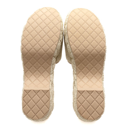 Chanel Raffia CC Platform Mules 37.5 Beige 6 of 9