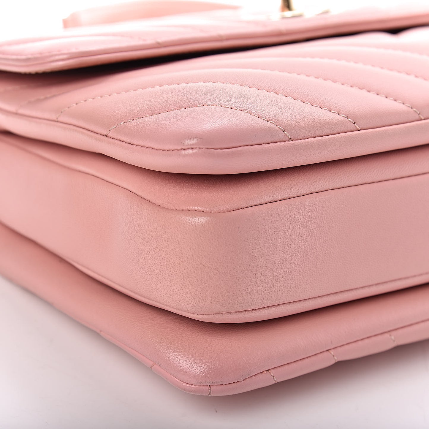 Lambskin Chevron Quilted Small Trendy CC Dual Handle Flap Bag Pink