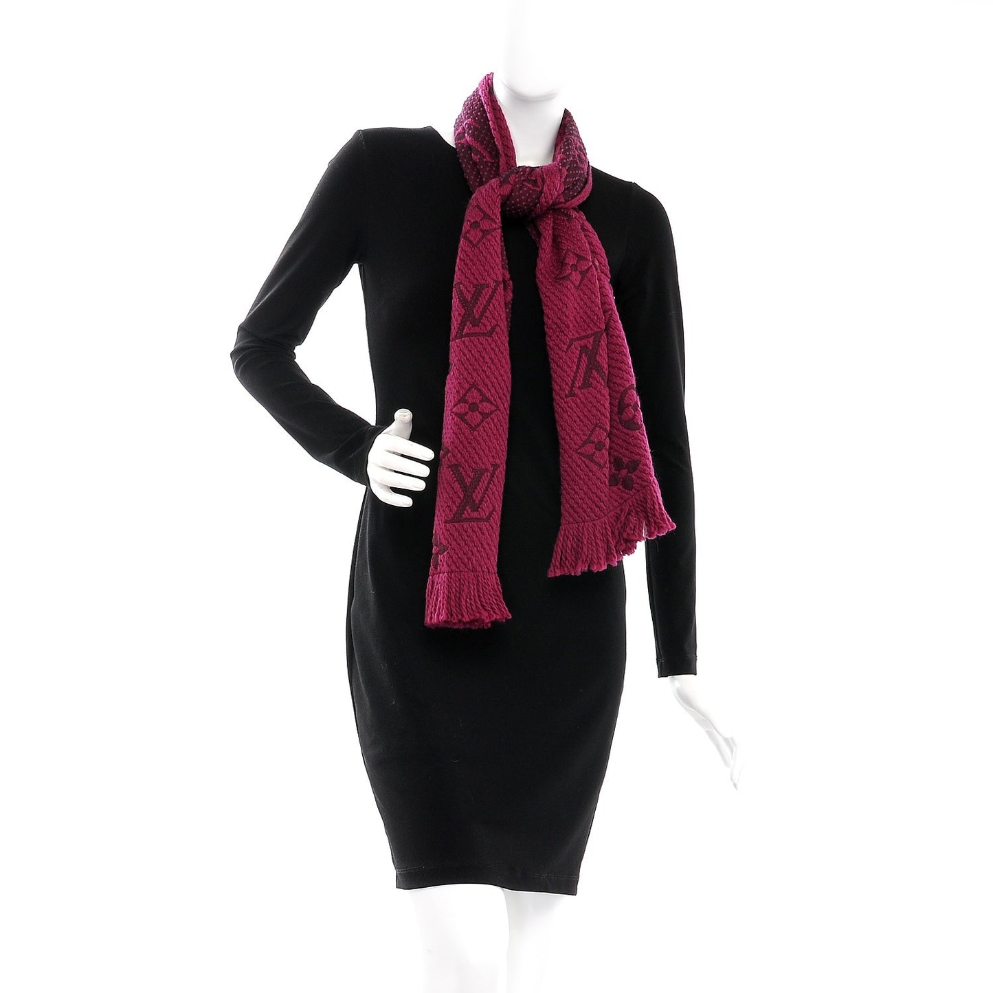 Wool Silk Logomania Scarf Cherry