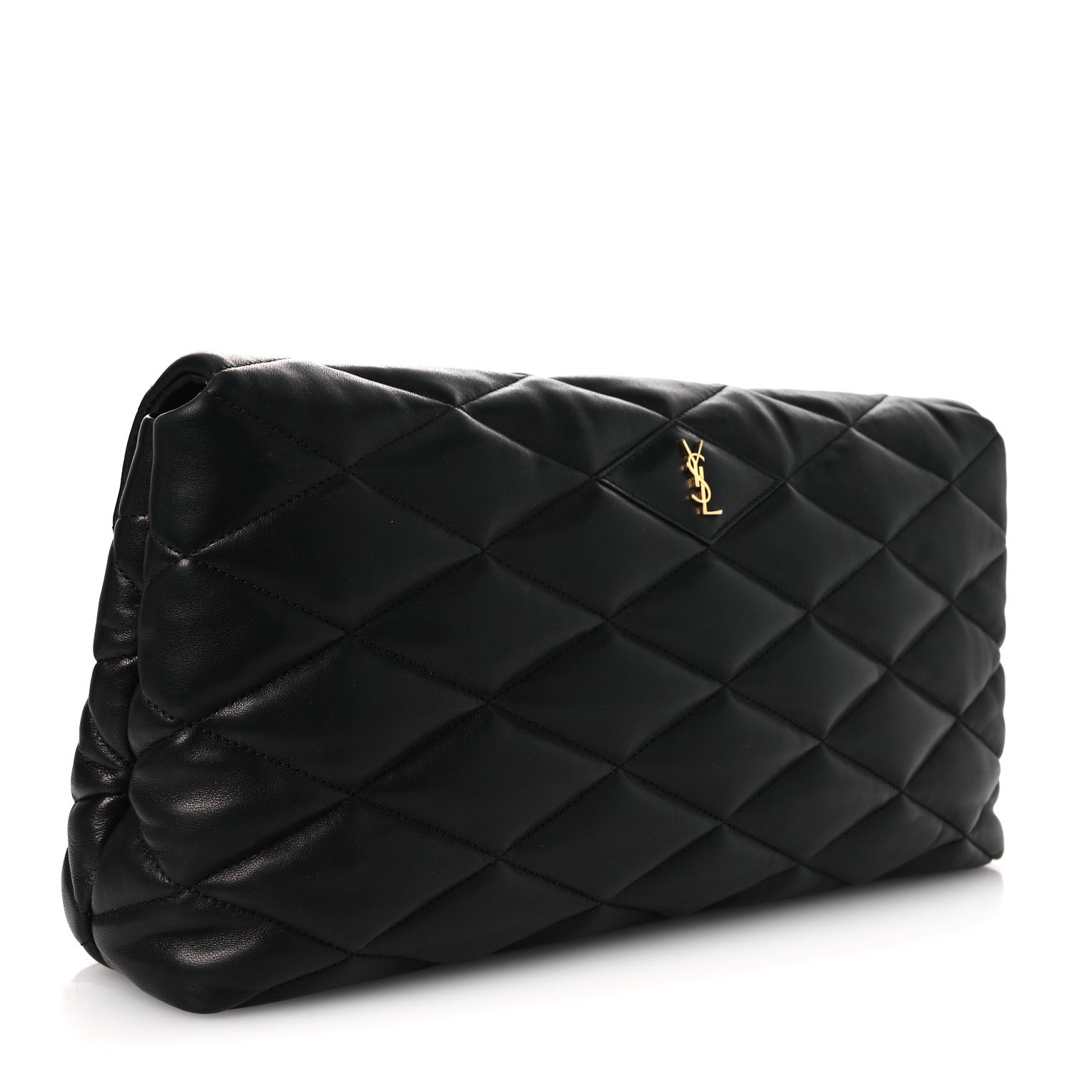 Saint Laurent Lambskin Quilted Sade Puffer Envelope Clutch Black 3 of 11