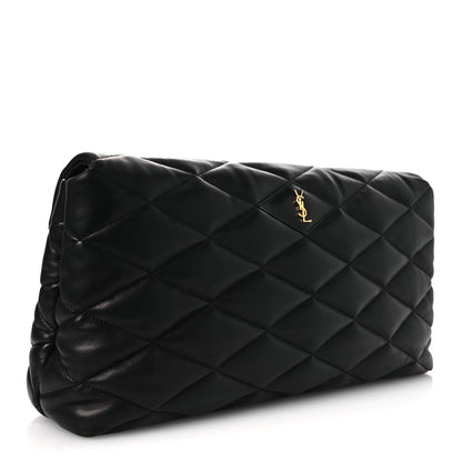 Saint Laurent Lambskin Quilted Sade Puffer Envelope Clutch Black 3 of 11