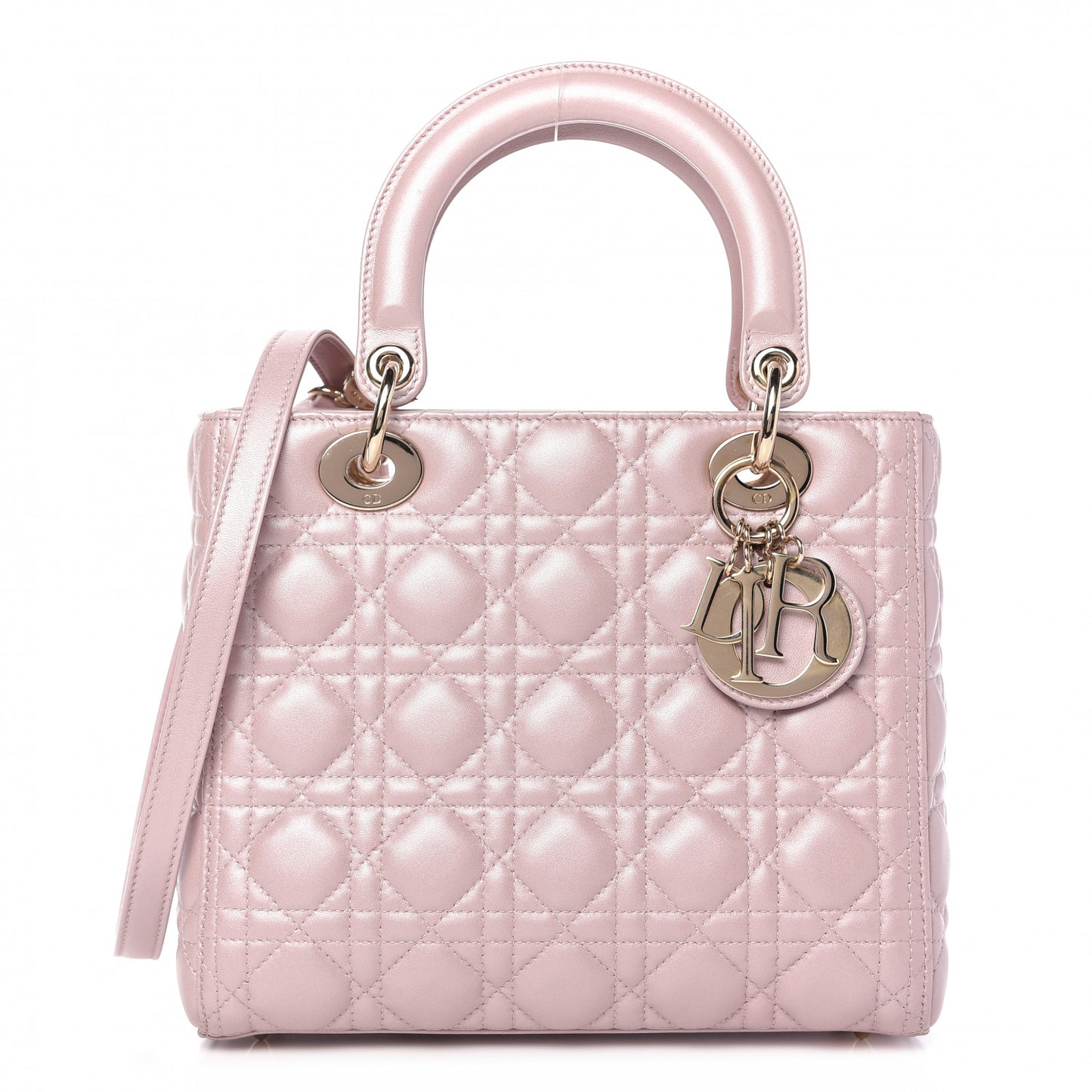 Pearly Lambskin Cannage Medium Lady Dior Lotus