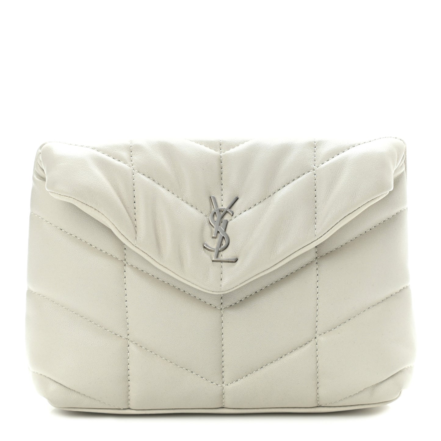 Lambskin Monogram Loulou Puffer Pouch Clutch Crema Soft