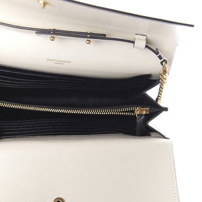Saint Laurent Smooth Calfskin Monogram Sulpice Chain Wallet Black White 5 of 10