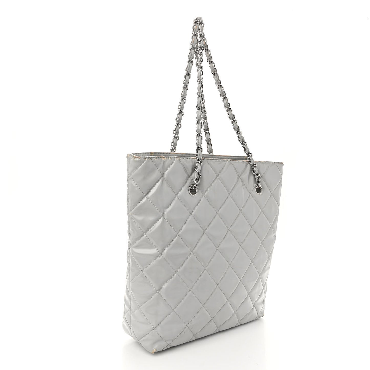 Vinyl Quilted In The Business North South Tote Light Grey