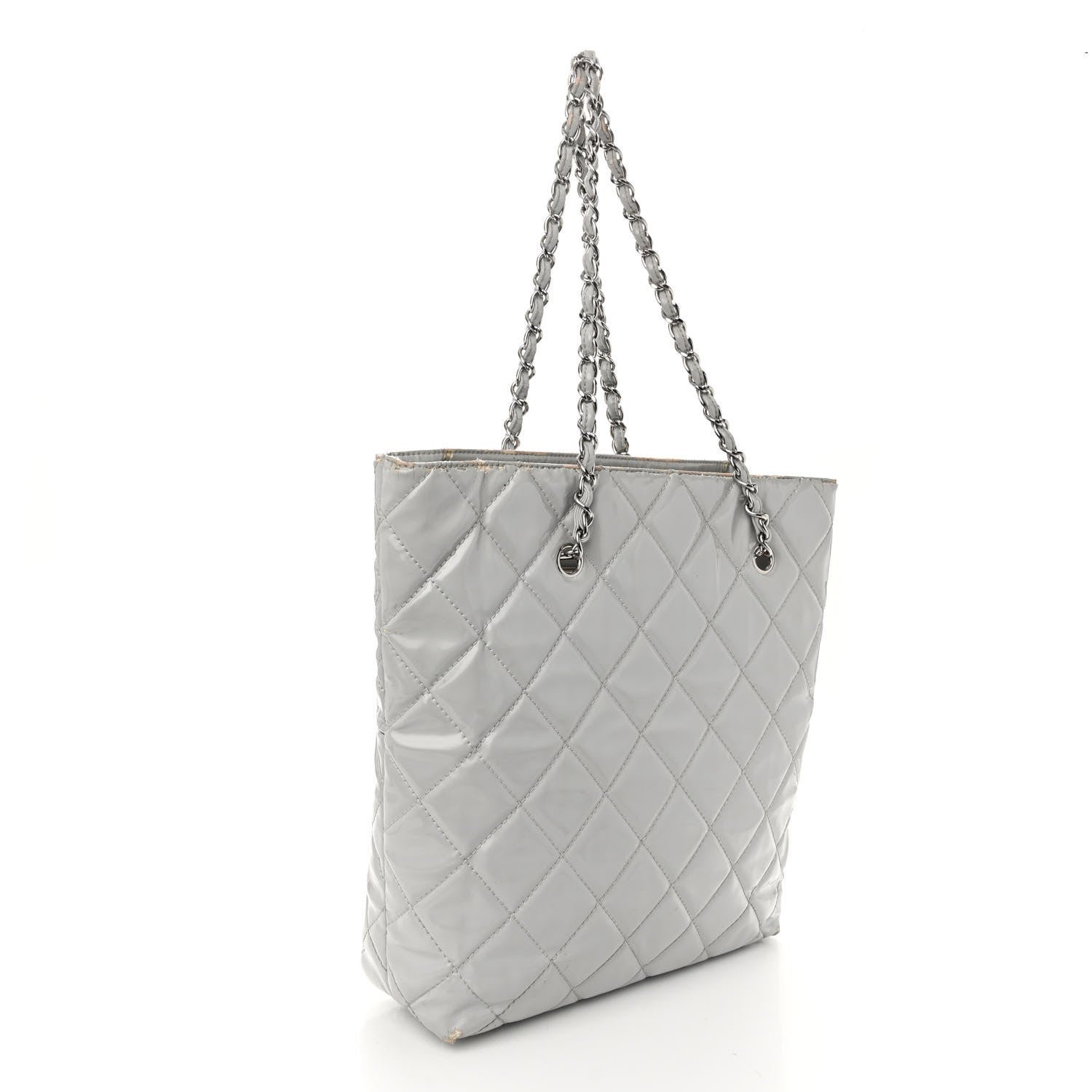 Chanel Vinyl Quilted In The Business North South Tote Light Grey 3 of 13
