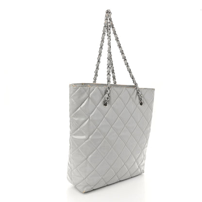 Chanel Vinyl Quilted In The Business North South Tote Light Grey 3 of 13