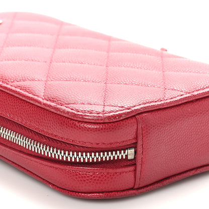 Chanel Caviar Quilted Phone Holder Wallet On Chain WOC Red 9 of 10
