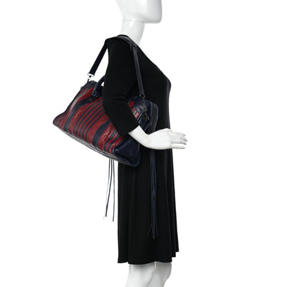 Balenciaga Cuir Arena Striped Classic Hardware City Bleu Nuit Rouge 2 of 12