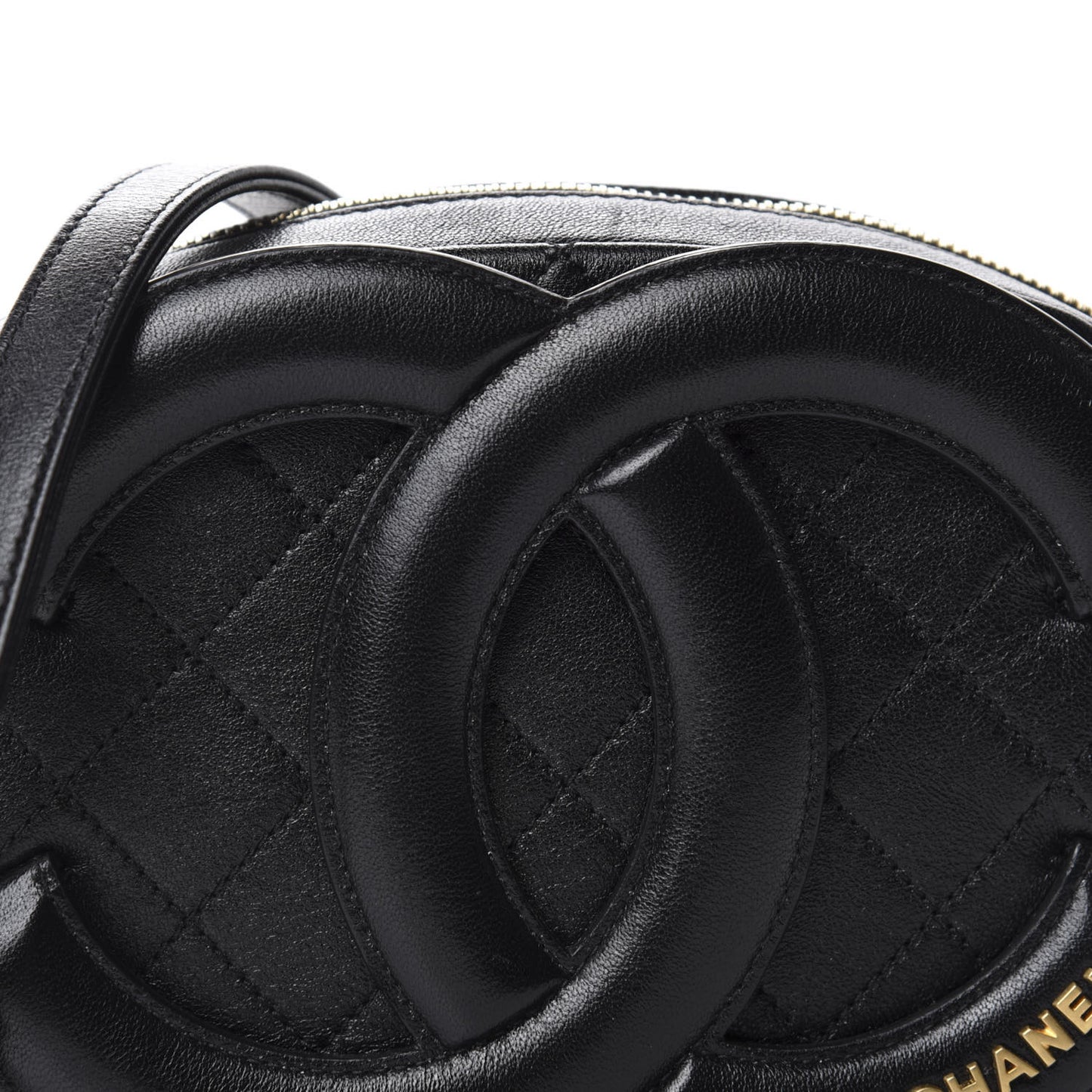 Lambskin Quilted Coco Midnight Camera Case Black