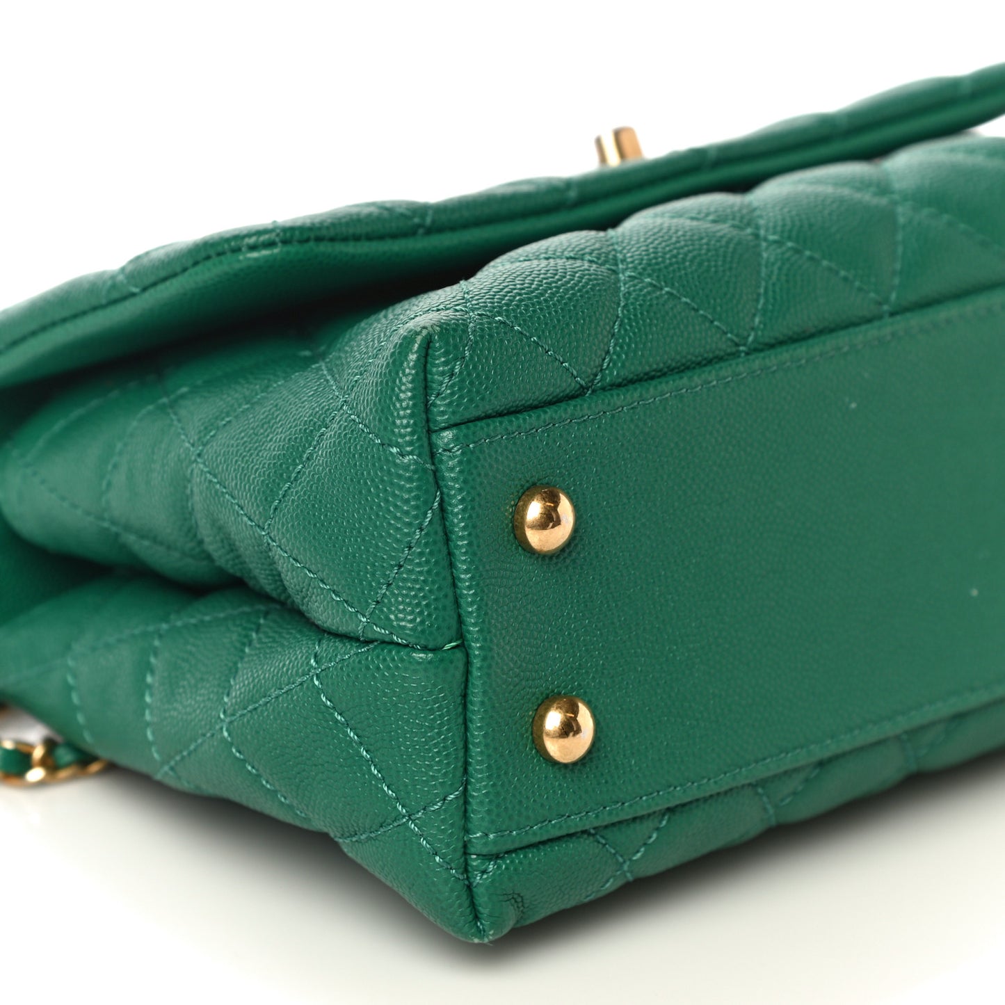 Caviar Quilted Mini Coco Handle Flap Green