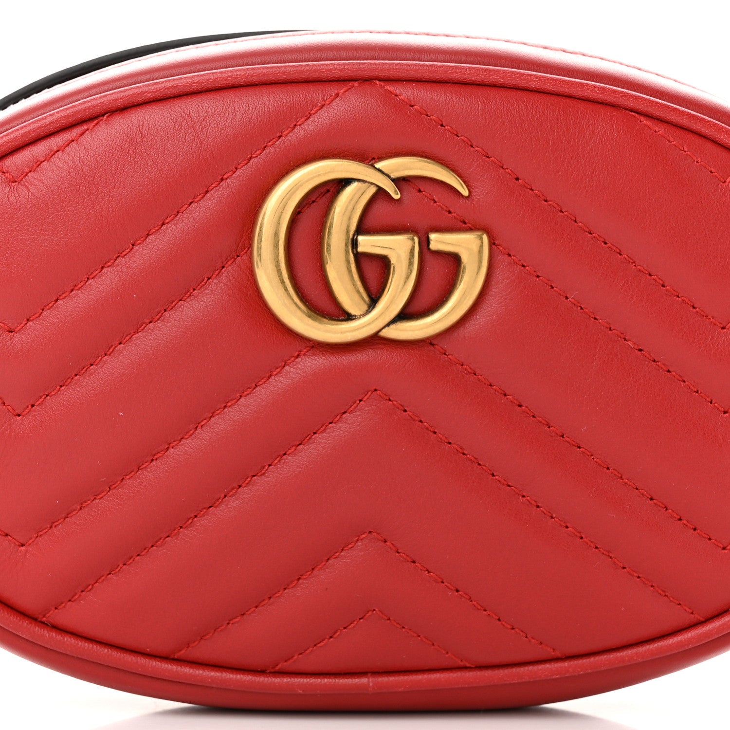 Gucci Calfskin Matelasse GG Marmont Belt Bag 85 34 Hibiscus Red 8 of 10
