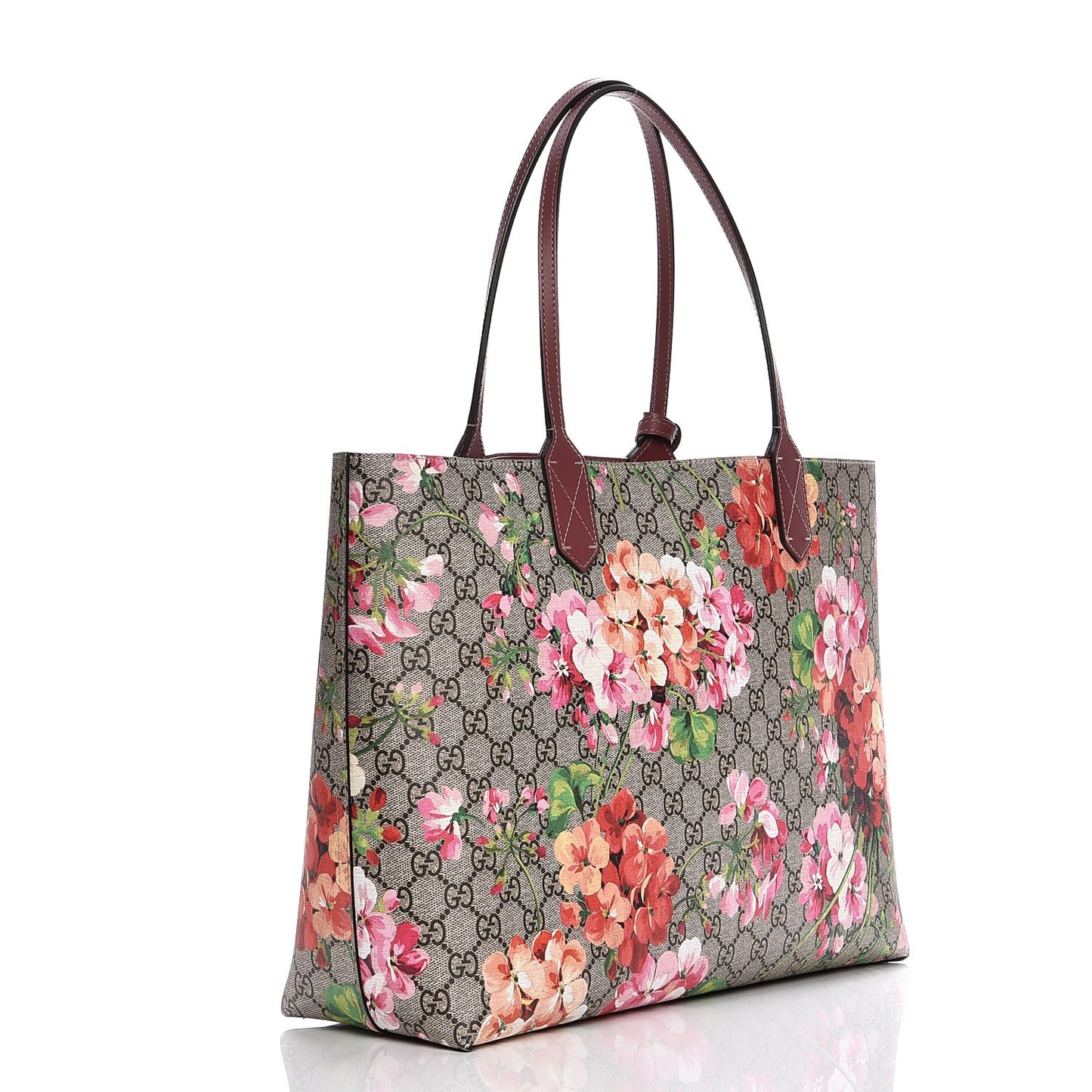 GG Supreme Monogram Blooms Medium Reversible Tote Beige Multicolor Dry Rose