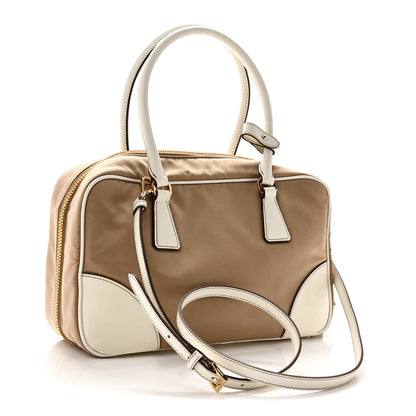 Prada Re-Nylon Saffiano Medium Re-Edition 1978 Two Handle Bag White Biege 3 of 9