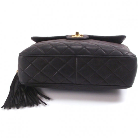 Vintage Lambskin Tassel Flap Bag Black