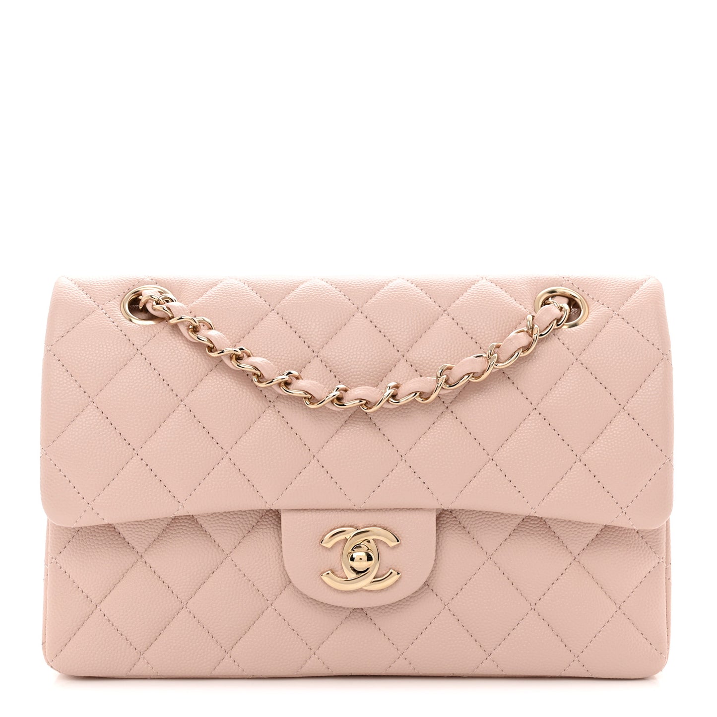 Caviar Quilted Small Double Flap Light Pink Light Pink