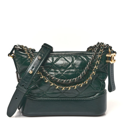 Chanel Aged Calfskin Quilted Small Gabrielle Hobo Dark Green 1 of 10