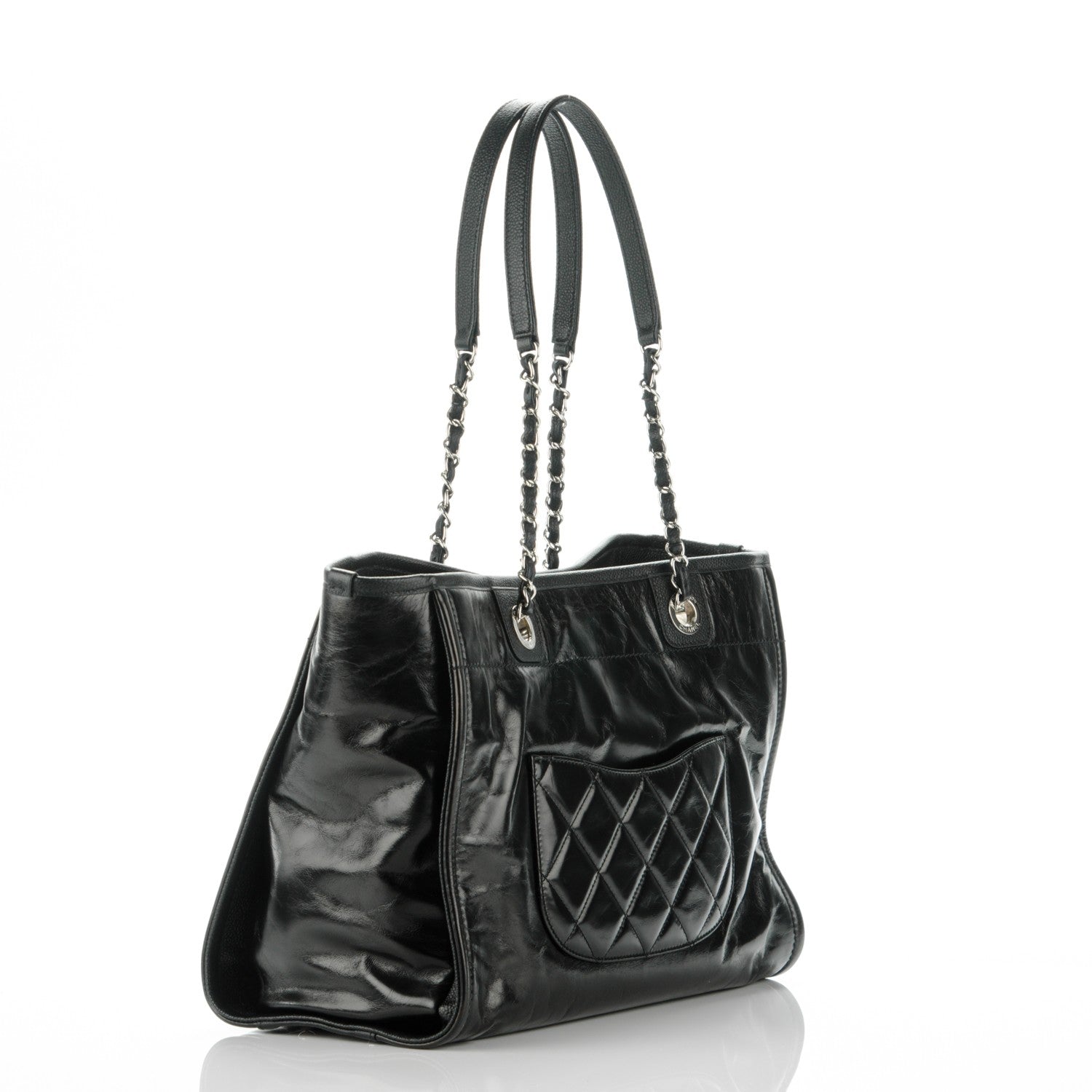 Chanel Glazed Calfskin Small Deauville Tote Black 3 of 7