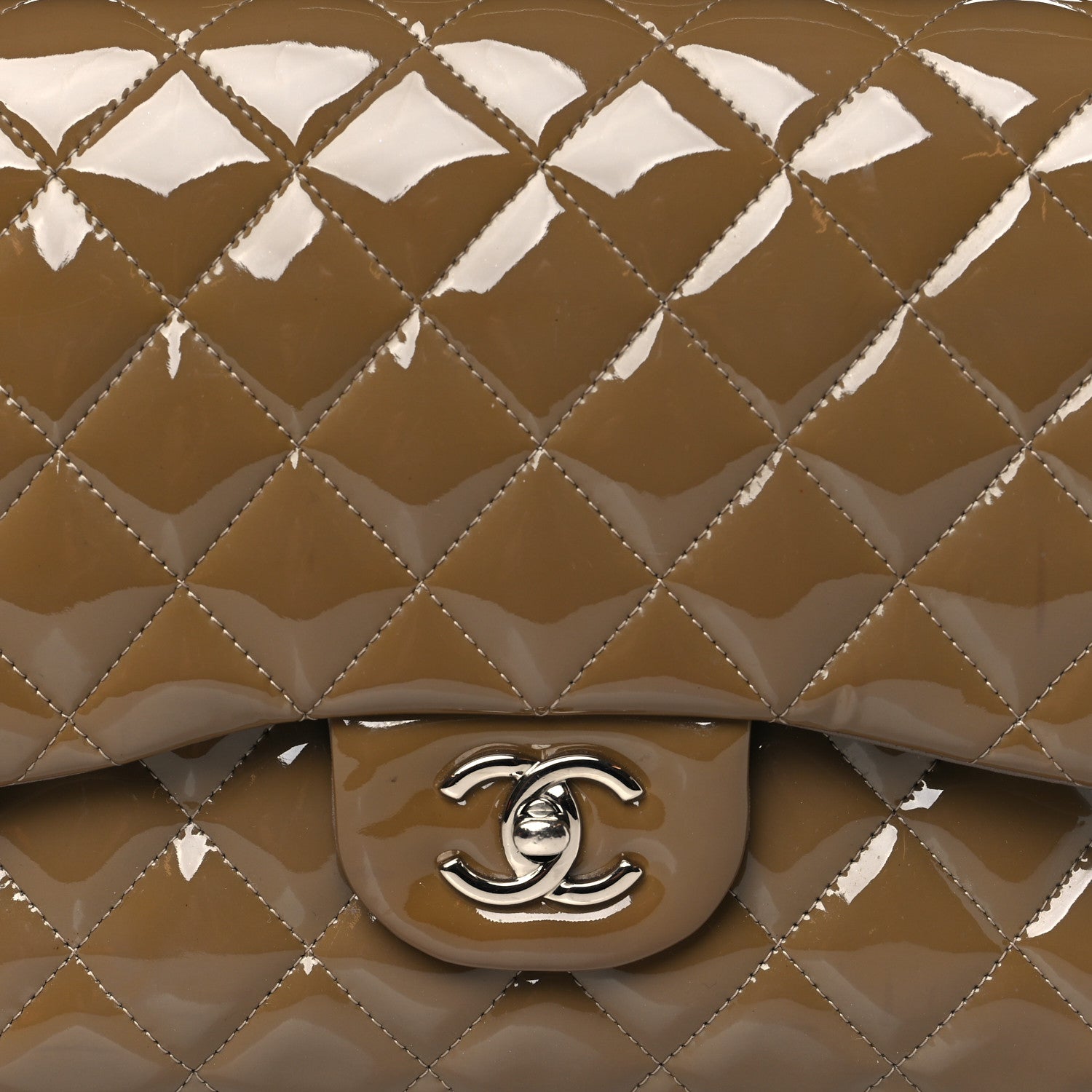 Chanel Patent Calfskin Quilted Jumbo Double Flap Grey 8 of 15