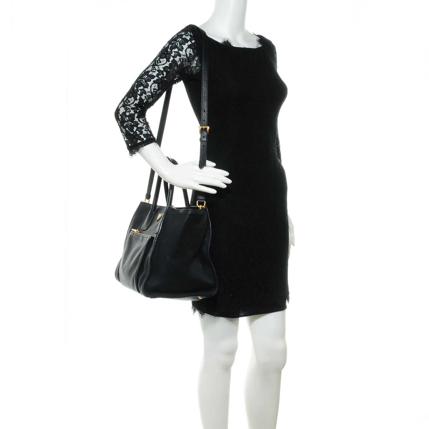 Vitello Daino Shopping Tote Nero Black