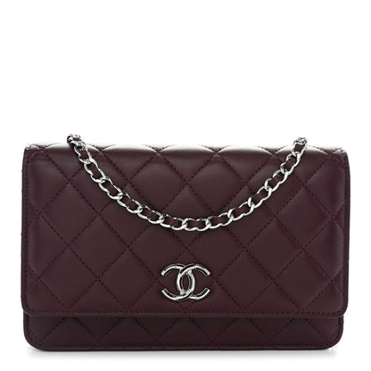 Chanel Lambskin Quilted Enamel CC Wallet On Chain WOC Burgundy 1 of 13