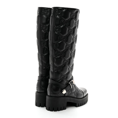 Gucci Cordovan Lux Nappa GG Matelasse 60mm Knee High Boots 38.5 Black 4 of 8