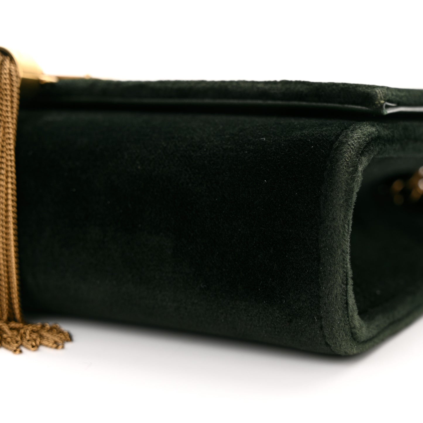 Velvet Small Classic Monogram Kate Tassel Satchel Dark Green