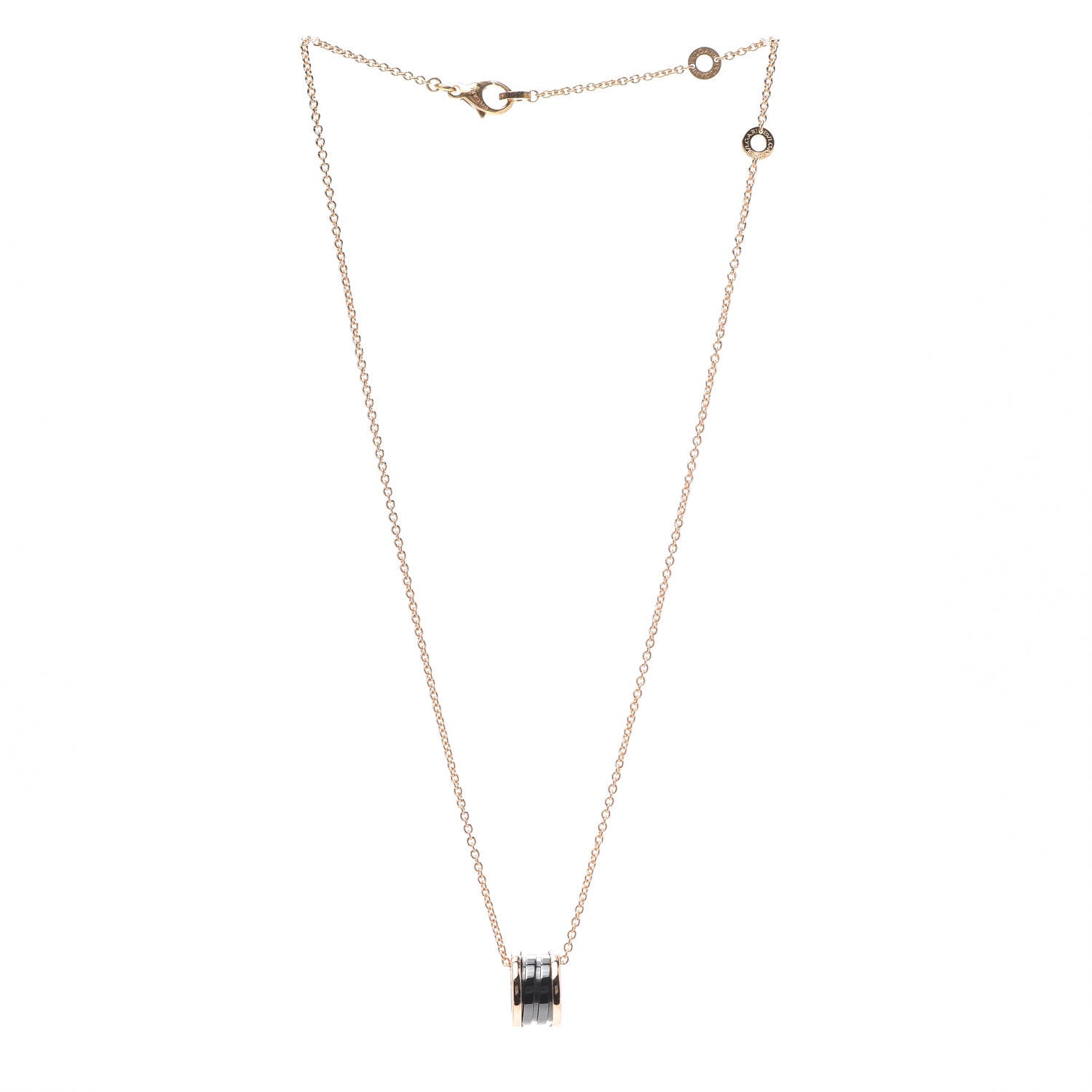 Bulgari 18K Rose Gold Black Ceramic B.Zero1 Pendant Necklace 3 of 5