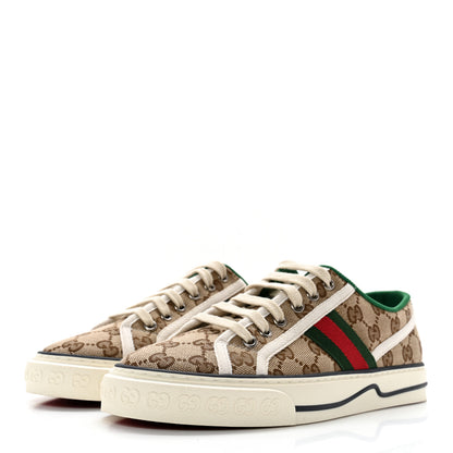 Gucci GG Monogram Web Womens 1977 Tennis Sneakers 39 Beige Ebony Mystic White 3 of 8