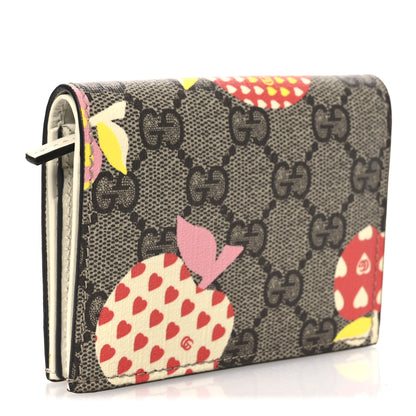 Gucci GG Supreme Monogram Les Pommes Card Case Wallet Beige Multicolor Mystic White 3 of 8