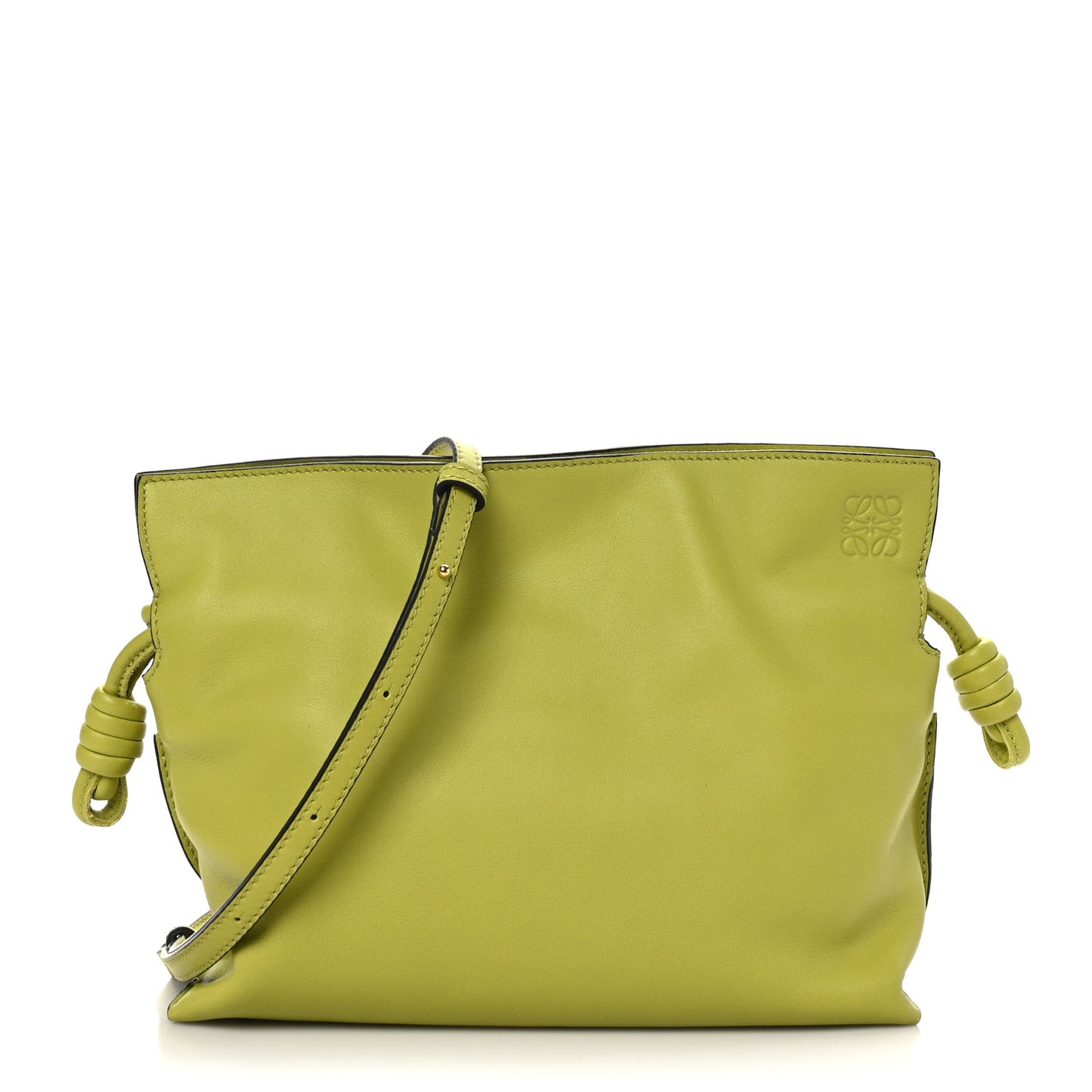 Calfskin Mini Flamenco Knot Clutch Lime Yellow