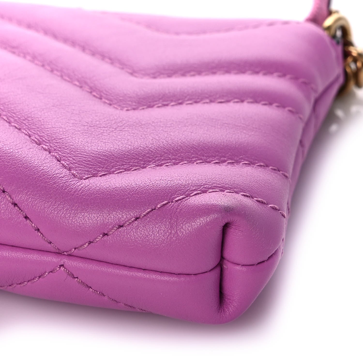 Gucci Calfskin Matelasse Mini GG Marmont Chain Bag Candy Mousse 9 of 11