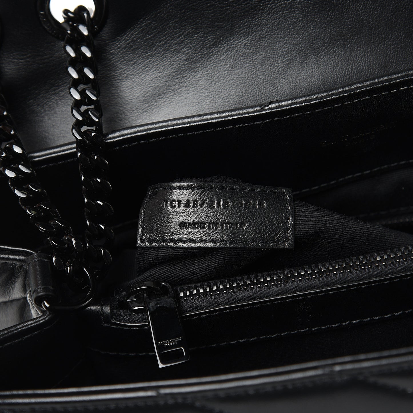 Calfskin Y Quilted Monogram Medium Loulou Chain Satchel Black