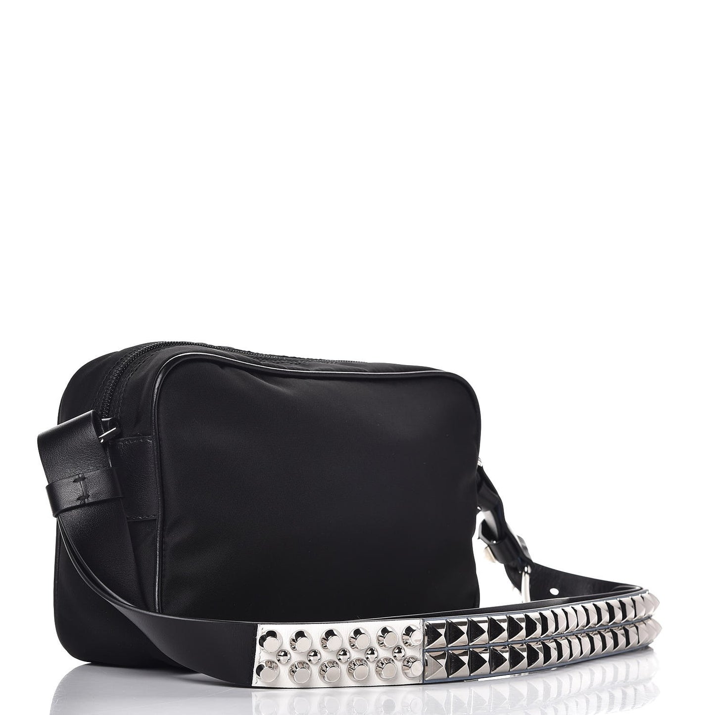 Tessuto Nylon Studded New Vela Shoulder Bag Black Astrale