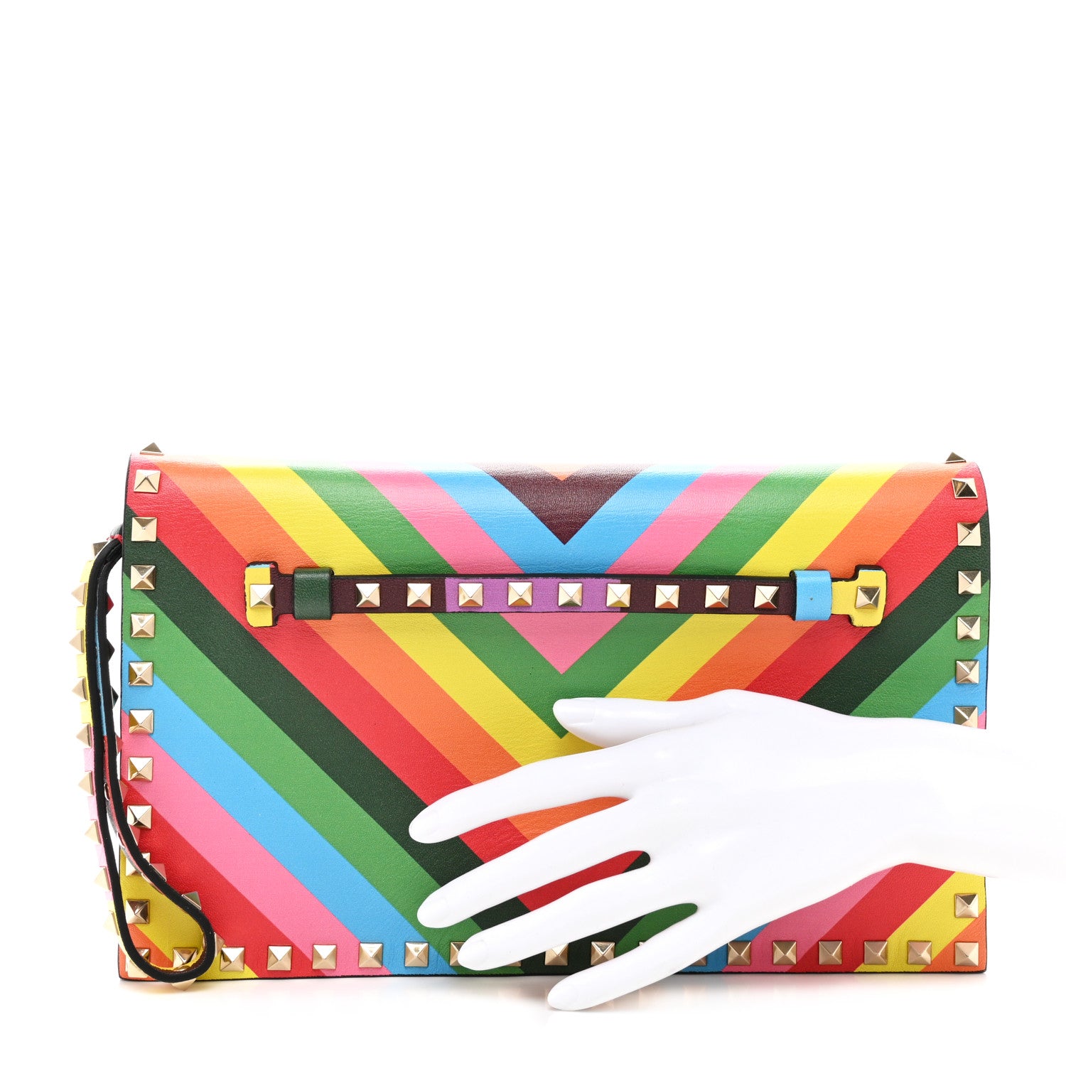 Valentino Garavani Vitello 1973 Rockstud Wristlet Clutch Multicolor 2 of 8