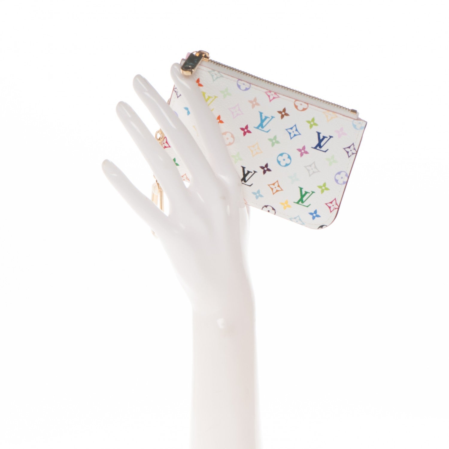 Louis Vuitton Monogram Multicolor Key Pouch White Litchi 2 of 7