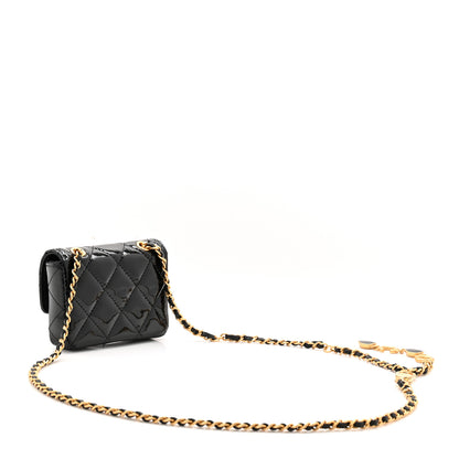 Chanel Patent Enamel Quilted Coco Hearts Clutch With Chain Black 3 of 12