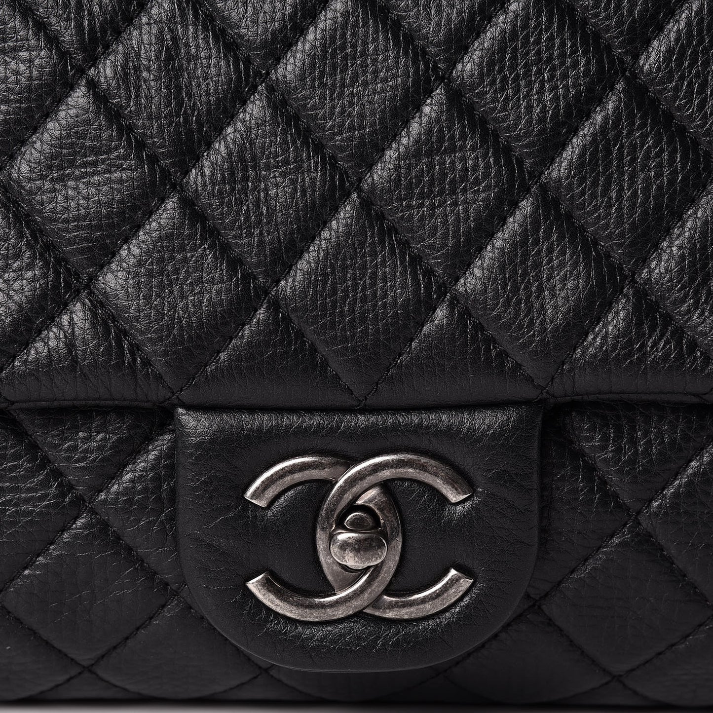 Calfskin Quilted XXL Travel Flap Bag Black