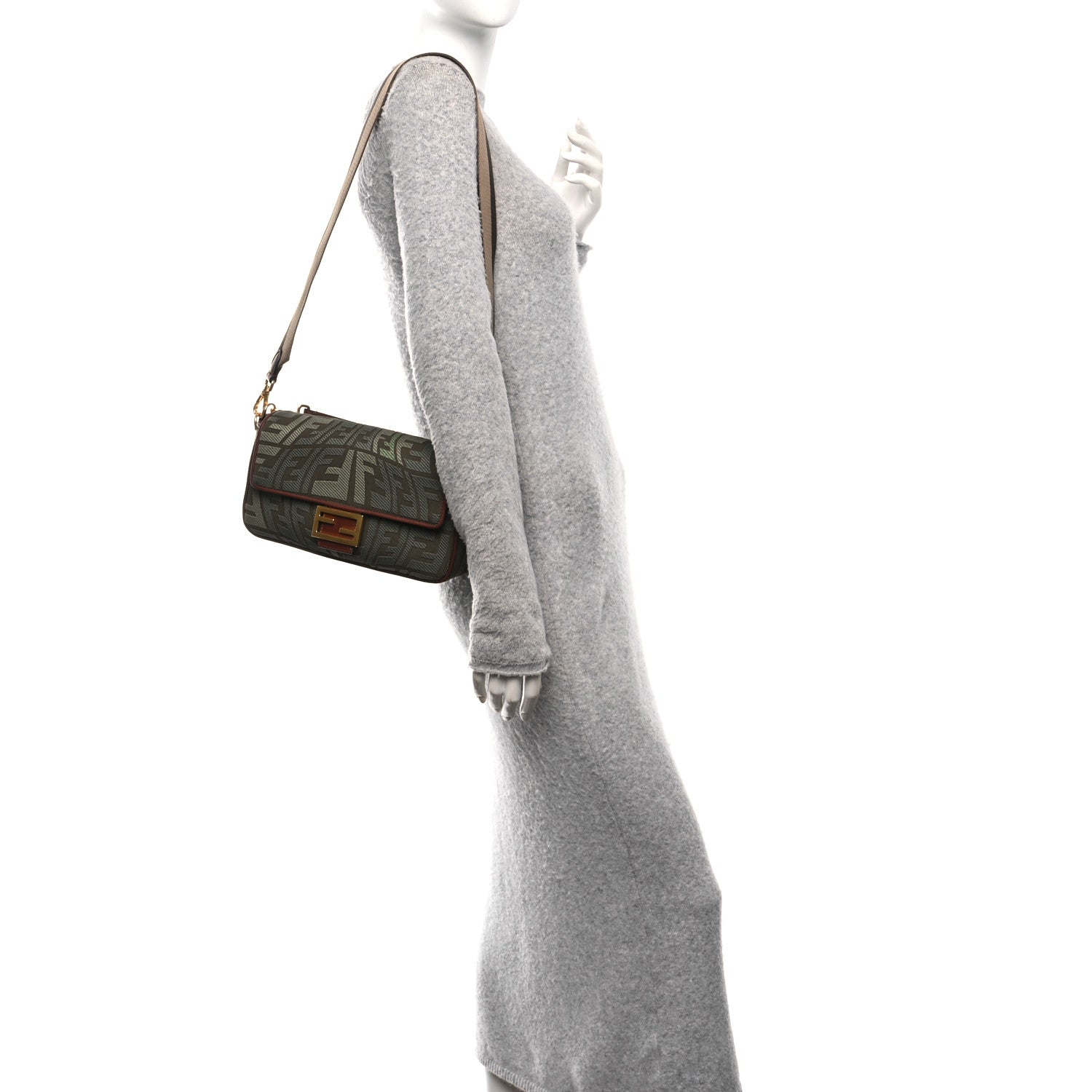 Fendi X SARA COLEMAN Canvas Vitello King FF Fish Eye Embroidered Baguette Amazzonia Ghianda 2 of 10