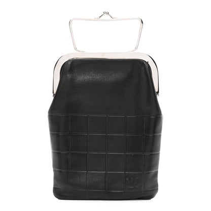 Chanel Lambskin Chocolate Bar Kisslock Frame Clutch Black 1 of 9