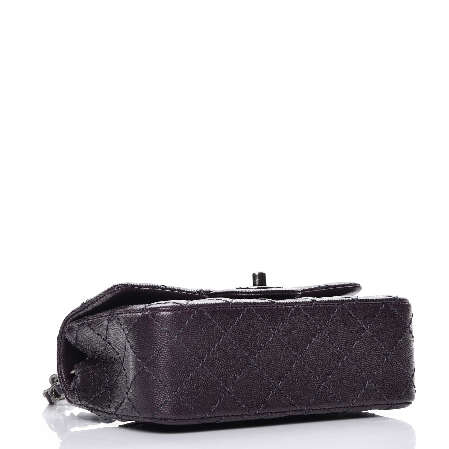 Chanel Washed Caviar Quilted Mini Rectangular Flap Dark Purple 4 of 7