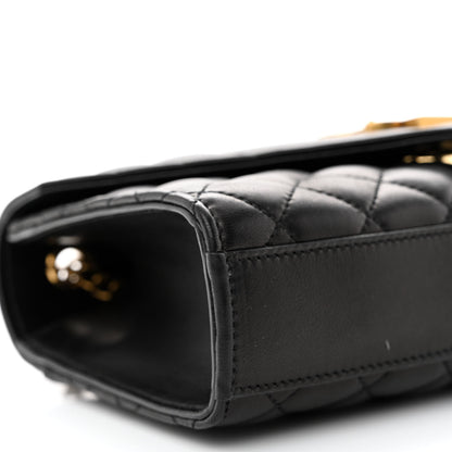 Saint Laurent Lambskin Mixed Matelasse Triquilt Small Monogram Satchel Black 9 of 10