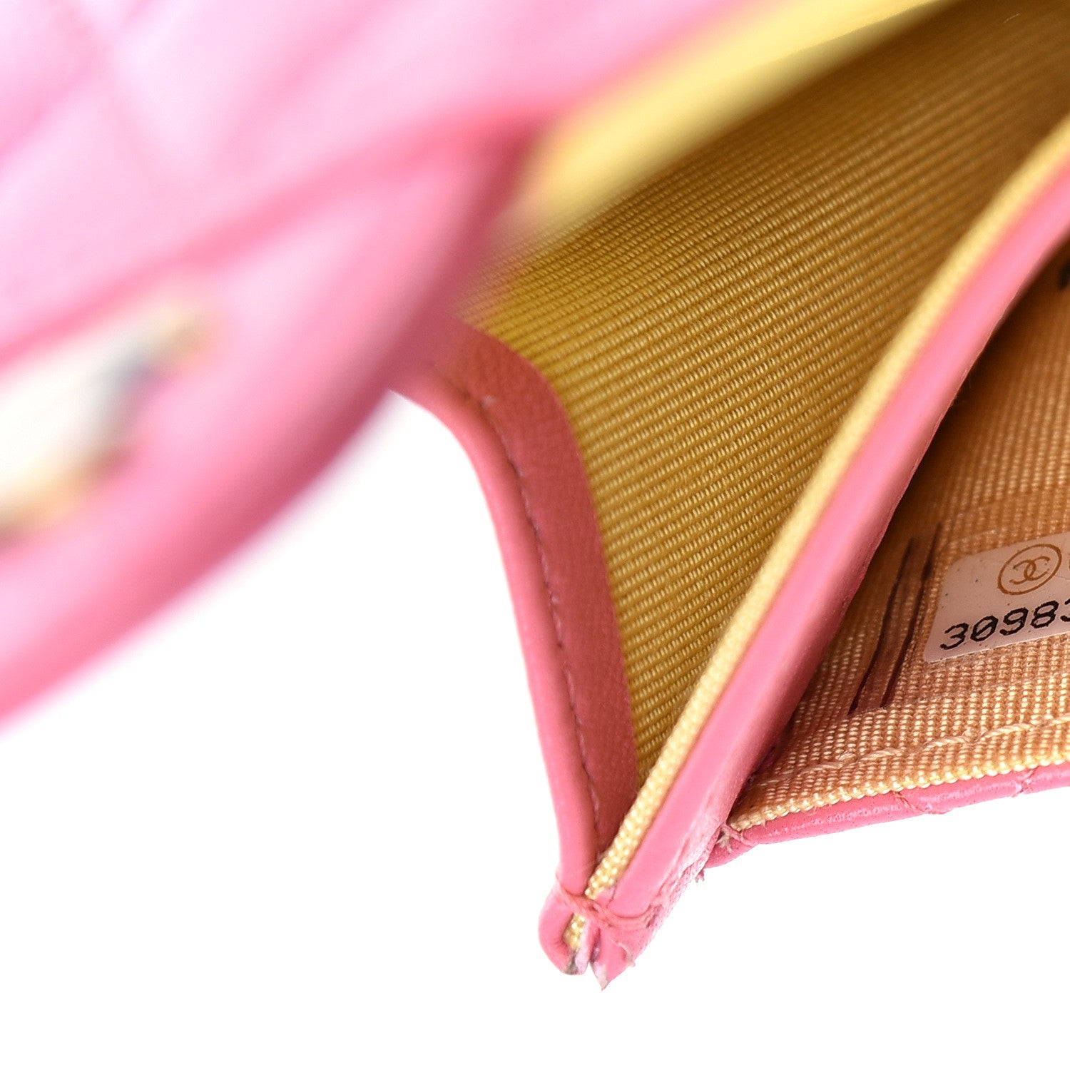 Chanel Lambskin Quilted Flap Card Holder Wallet Pink Yellow 8 of 9