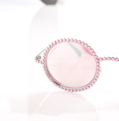 Chanel Metallic Pearl Round Sunglasses 71138 Pink 8 of 9