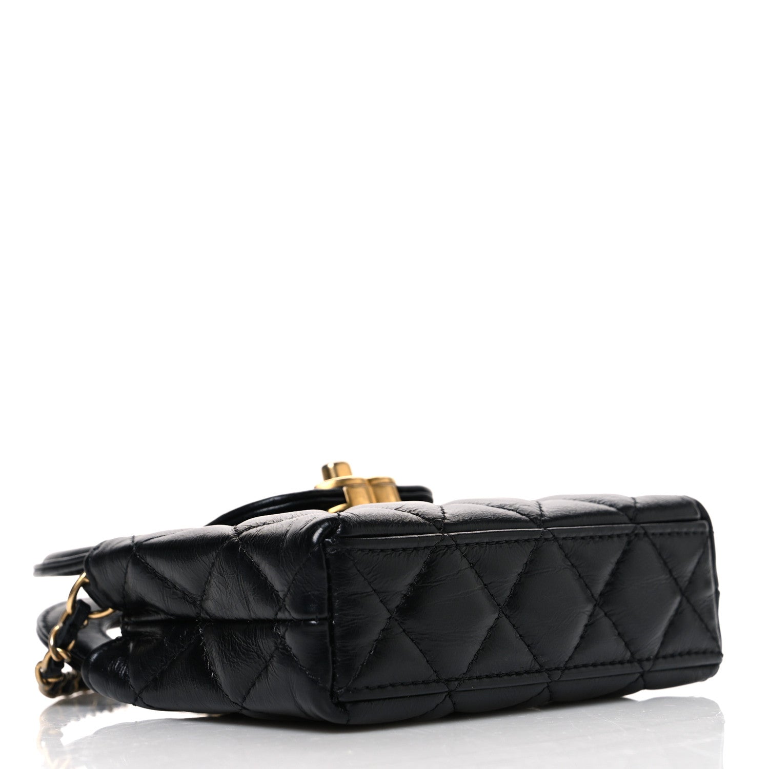 Chanel Shiny Aged Calfskin Quilted Mini Nano Kelly Shopper Black 3 of 9