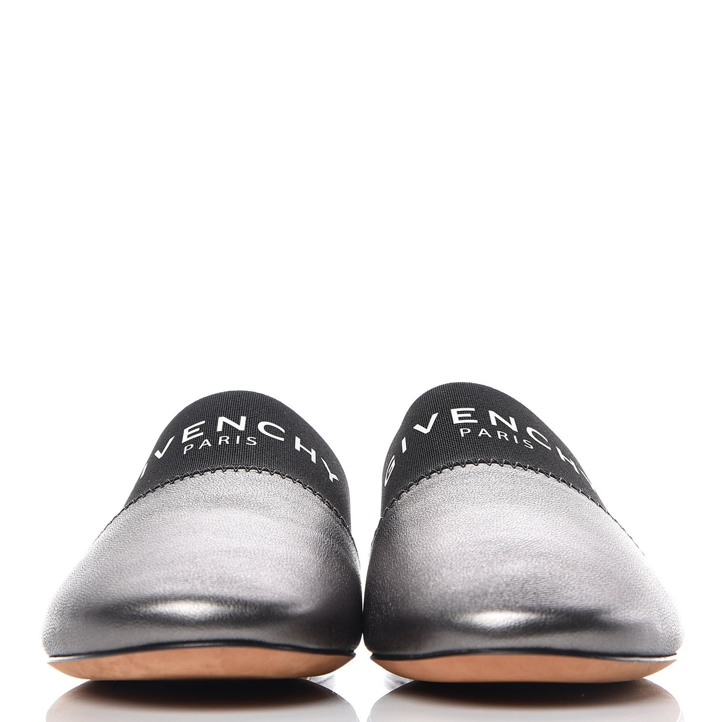 Metallic Calfskin Bedford Logo Mule Slides 38.5 Black